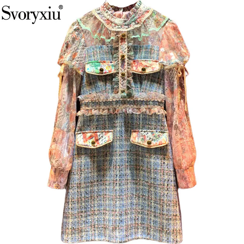 Svoryxiu Fashion Designer Autumn Winter Vintage Party Dress Women's Lace Puff Sleeve Patchwork Tweed Plus Size Dresses XXL
Svoryxiu Fashion Designer Autumn Winter Vintage Party Dress Women's Lace Puff Sleeve Patchwork Tweed Plus Size Dresses XXL