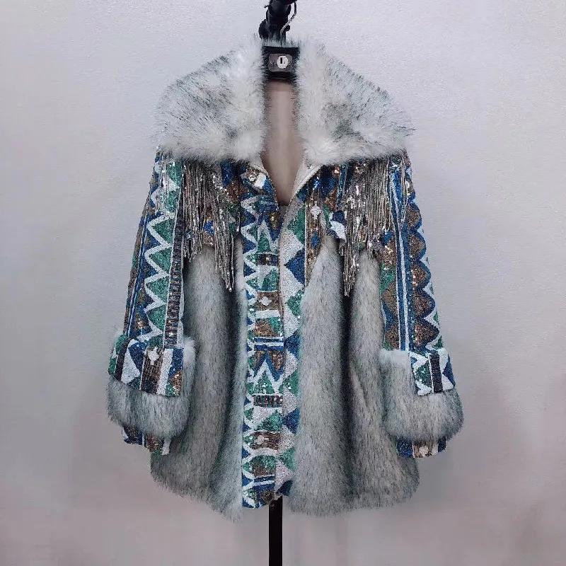 Winter High quality light luxury Imitation Fur Coat Women Heavy industry Sequin Stitching Fur Jacket Oversized Overcoat Female
Winter High quality light luxury Imitation Fur Coat Women Heavy industry Sequin Stitching Fur Jacket Oversized Overcoat Female
