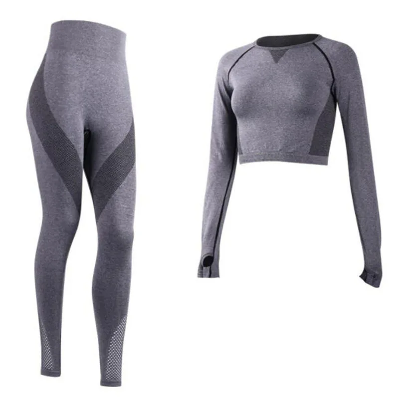 Yoga Sets Women Fitness Gym Ombre Seamless Leggings+cropped Top Shirts Long Sleeve Mesh Sport Suit Running Sportswear
Yoga Sets Women Fitness Gym Ombre Seamless Leggings+cropped Top Shirts Long Sleeve Mesh Sport Suit Running Sportswear
