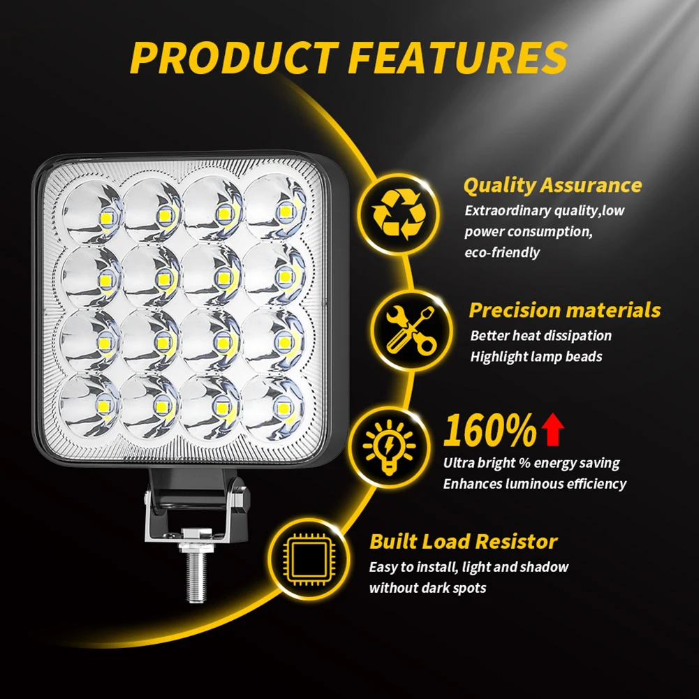 48W LED Work Light Square LED Light Super Bright Daylight White Light for Car Motorcycle Trucks Car Accessories Dropshipping
48W LED Work Light Square LED Light Super Bright Daylight White Light for Car Motorcycle Trucks Car Accessories Dropshipping