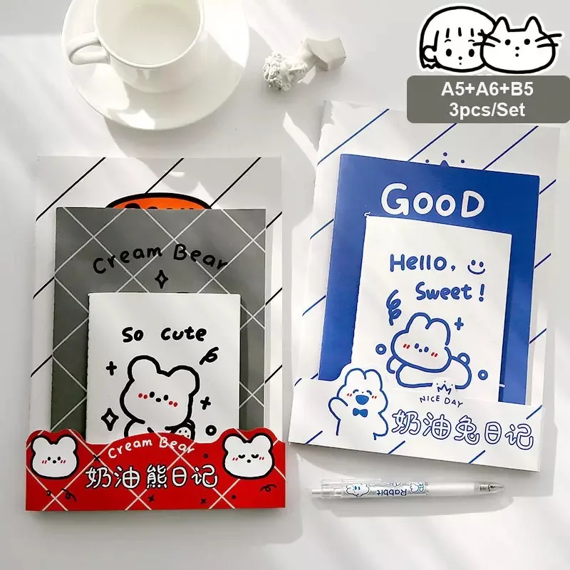 3pcs/Set Cute Cream Rabbit Bear Line Blank Notebook Journal Notepad Writting Papers Agenda School Office Stationery A6 A5 B5
3pcs/Set Cute Cream Rabbit Bear Line Blank Notebook Journal Notepad Writting Papers Agenda School Office Stationery A6 A5 B5