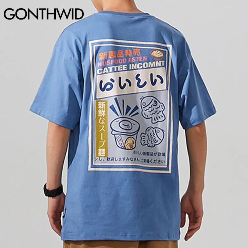 GONTHWID Tshirts Streetwear Harajuku Cartoon Japanese Noodle Print Tees Shirts Loose Summer Fashion Cotton Casual Hip Hop Tops
GONTHWID Tshirts Streetwear Harajuku Cartoon Japanese Noodle Print Tees Shirts Loose Summer Fashion Cotton Casual Hip Hop Tops