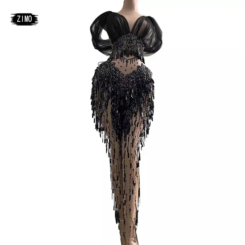 Nightclub Prom Celebration DJ Singer Stage one piece Jumpsuit Women Sexy Tassel Sequin Latin Dancer Stretch Skinny black Rompers
Nightclub Prom Celebration DJ Singer Stage one piece Jumpsuit Women Sexy Tassel Sequin Latin Dancer Stretch Skinny black Rompers