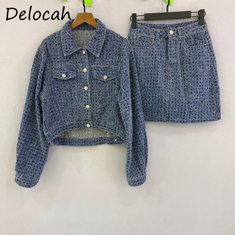 Delocah Новинка 2021, осенняя женская мода, подиумная юбка, комплект, длинные рукава, прямые пальто + высокая талия, элегантные тонкие мини юбки, ко...
Delocah Новинка 2021, осенняя женская мода, подиумная юбка, комплект, длинные рукава, прямые пальто + высокая талия, элегантные тонкие мини юбки, ко...