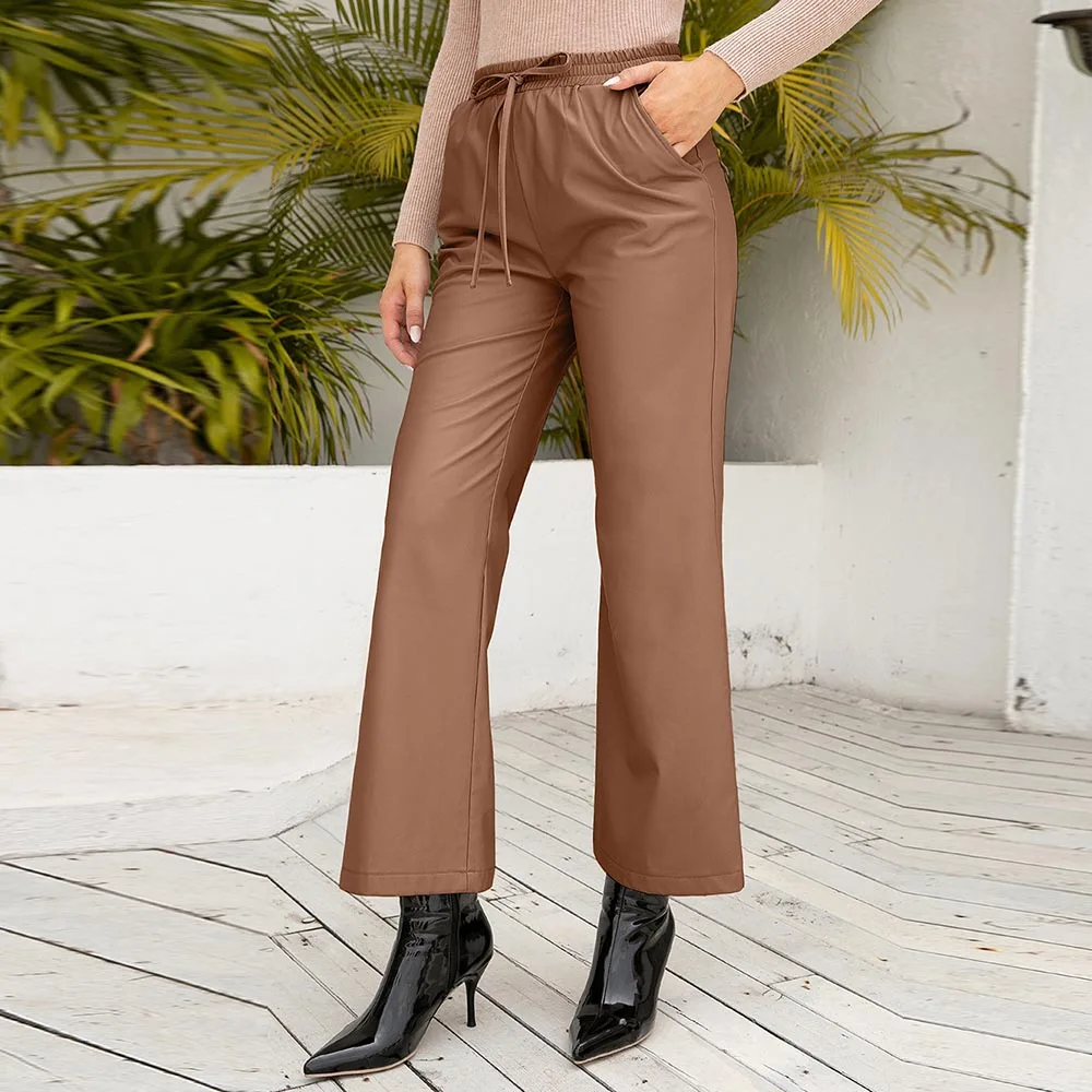 Office Women Clothes Streetwear Straight Wide Leg PU Elastic High Waist Punk Pants Korean Style Trousers Pantalones De Mujer
Office Women Clothes Streetwear Straight Wide Leg PU Elastic High Waist Punk Pants Korean Style Trousers Pantalones De Mujer