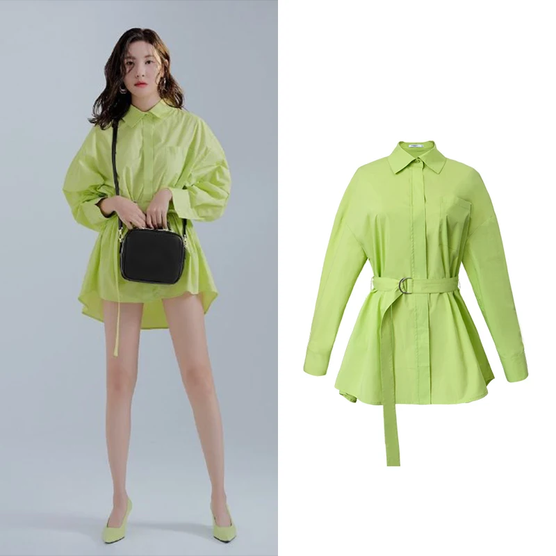 GVUW Female Large Size Green sashes Blouse Turn-down Collar Long Sleeve Loose Shirt Fashion Tide Spring Autumn 2021 New 20D1129
GVUW Female Large Size Green sashes Blouse Turn-down Collar Long Sleeve Loose Shirt Fashion Tide Spring Autumn 2021 New 20D1129