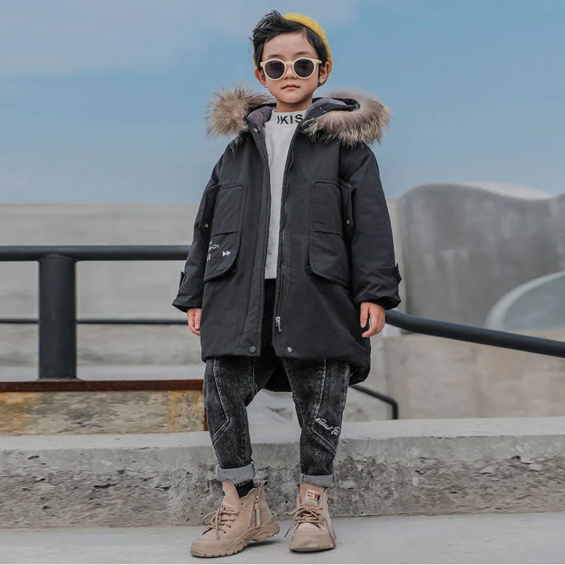 Winter Children Clothing Snow Parka Thickening Plus Velet Cotton-padded Warm Jackets for Girls Pocket Boy Coat Hooded 
Winter Children Clothing Snow Parka Thickening Plus Velet Cotton-padded Warm Jackets for Girls Pocket Boy Coat Hooded