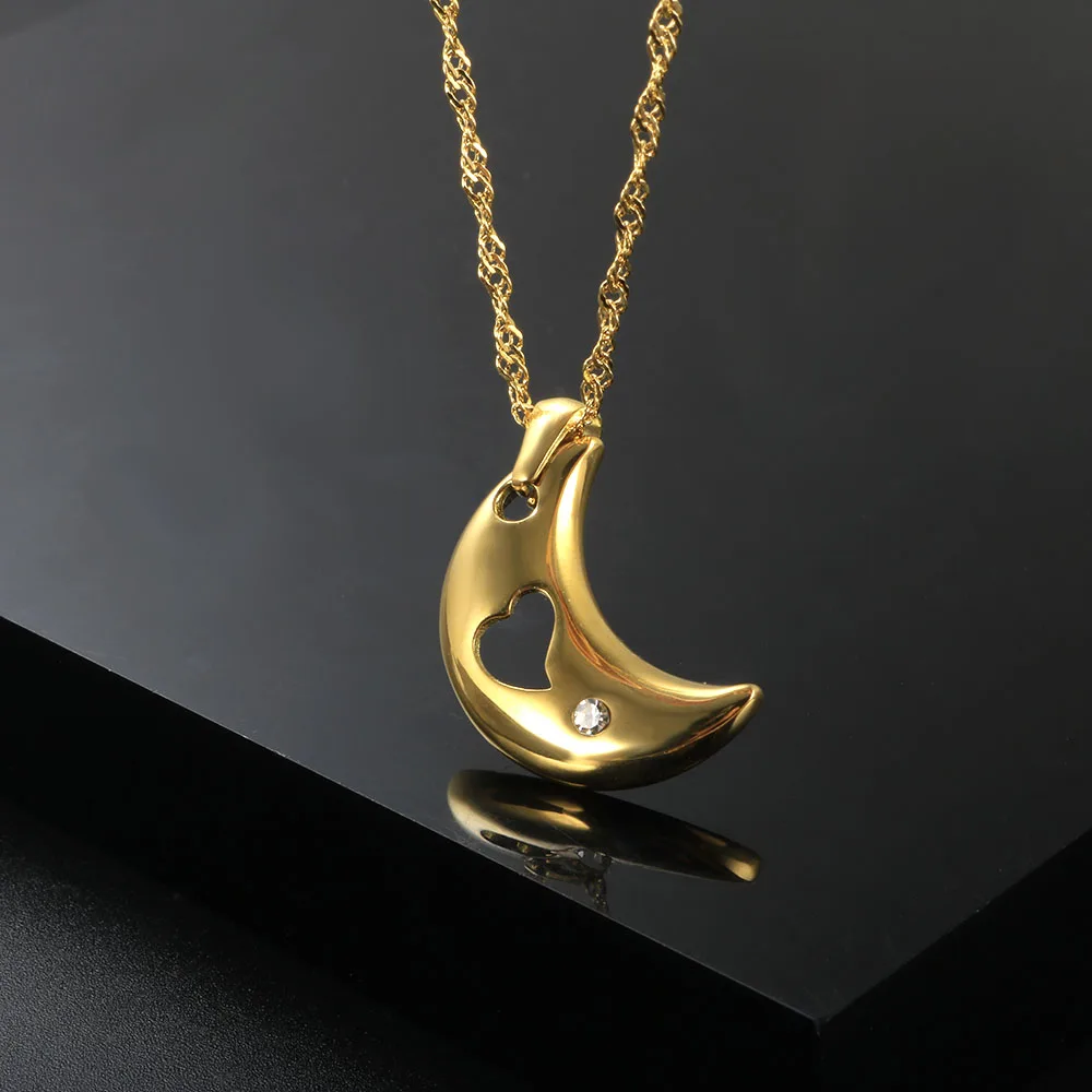ZMFashion Simple Moon Pendant Necklace High Quality Gold Plated Stainless Steel Punk Goth Hip Hop Rock Chain Jewelry Gift 2021
ZMFashion Simple Moon Pendant Necklace High Quality Gold Plated Stainless Steel Punk Goth Hip Hop Rock Chain Jewelry Gift 2021