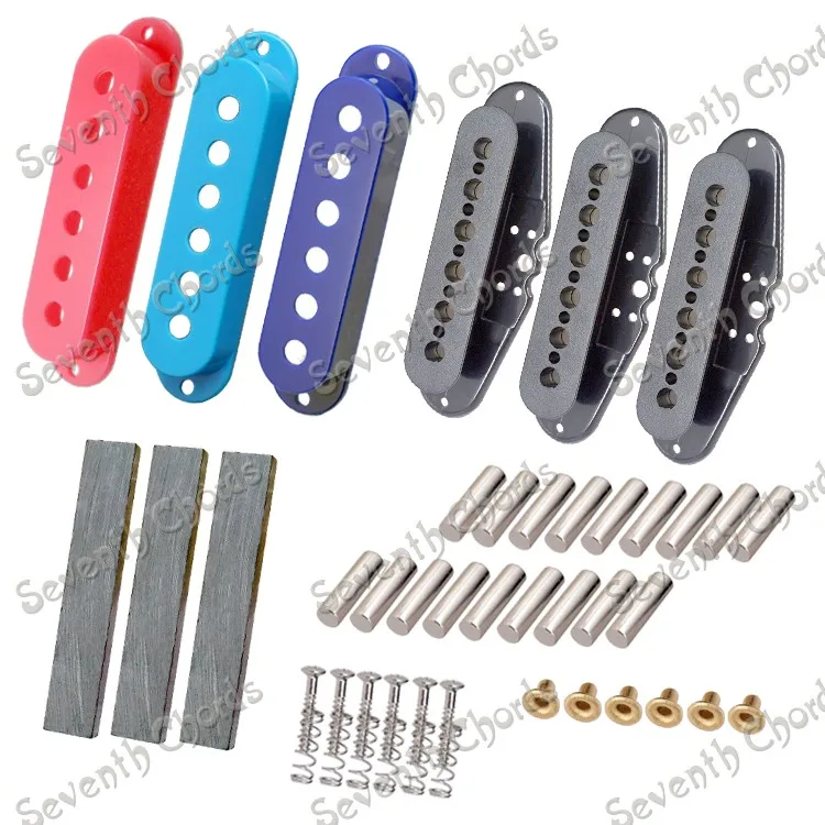 

A Set 3 Pcs 3 Colors Pickup Cover Single Coil Pickup Kits Producing Accessories/Bar Magnet/Slug Bobbins/Pole Slugs
