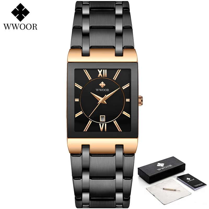 

WWOOR New Design Watch For Women Fashion Square Ladies Dress Wristwatches Female Luxury Rose Gold Bracelet Clocks Zegarek Damski