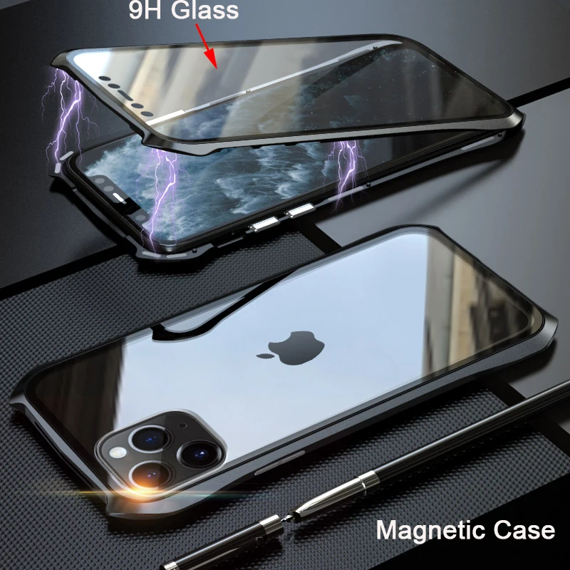 Чехол с полной защитой 360 градусов для iphone 11 металлический чехол магнитной