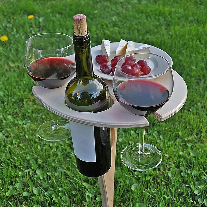 Outdoor Wine Table - Portable Picnic Table, Wine Glass Rack, Collapsible Table for Outdoors, Garden, Travel 
Outdoor Wine Table - Portable Picnic Table, Wine Glass Rack, Collapsible Table for Outdoors, Garden, Travel