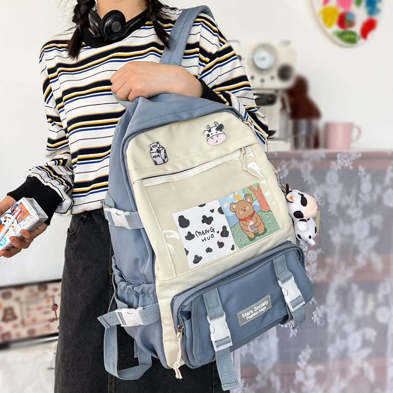 2021 New Kawaii Multi-pocket Women Backpack Female Waterproof Nylon Contrast Color Book Bag College Girl Insert Buckle Schoolbag
2021 New Kawaii Multi-pocket Women Backpack Female Waterproof Nylon Contrast Color Book Bag College Girl Insert Buckle Schoolbag