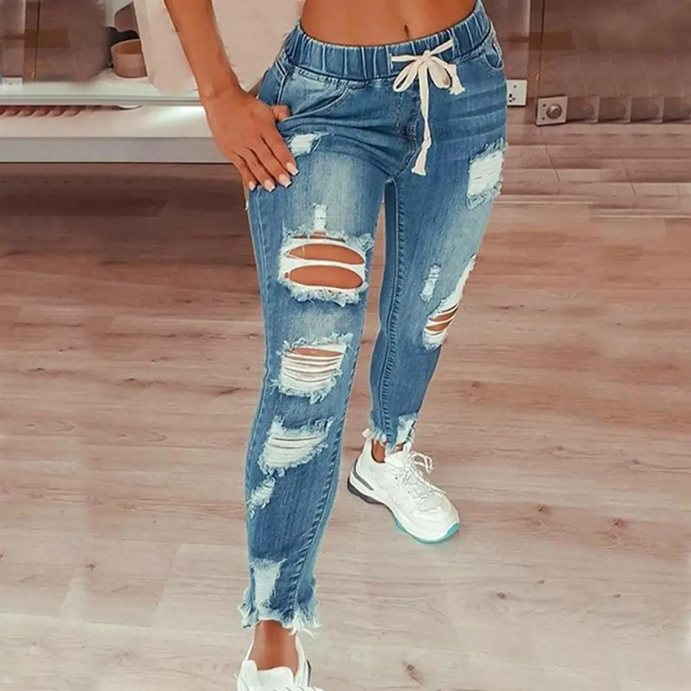 2021 Hot Sale Drawstring Denim Jeans for Women Stretch Ripped Jeans Jean Ladies Plus Size Full Length Pencil Pants
2021 Hot Sale Drawstring Denim Jeans for Women Stretch Ripped Jeans Jean Ladies Plus Size Full Length Pencil Pants