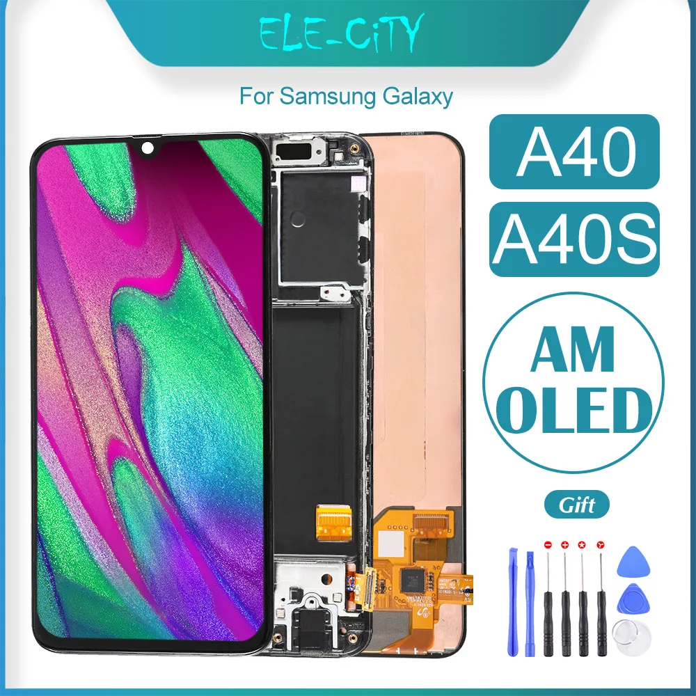 OEM 5 9 ''сенсорный экран AMOLED для Samsung Galaxy A40 A40s дисплей с рамкой в сборе замена без