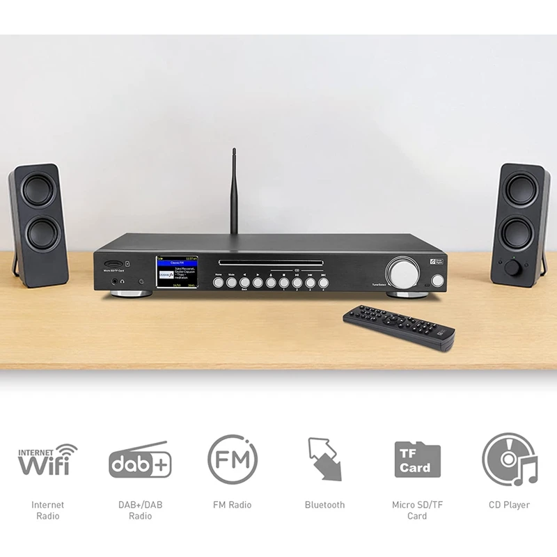 

WR-50CD WiFi / FM / Dab / Dab Internet Radio Tuner + Micro-SD / TF Card Receiver and CD Player - Black US Plug