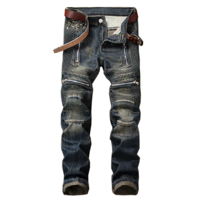 Trendy Straight Leg Men's Stacked Jeans Punk Vintage Biker Zipper Pocket Motorcycle Pants Fashion Patchwork Male Denim Trousers
Trendy Straight Leg Men's Stacked Jeans Punk Vintage Biker Zipper Pocket Motorcycle Pants Fashion Patchwork Male Denim Trousers