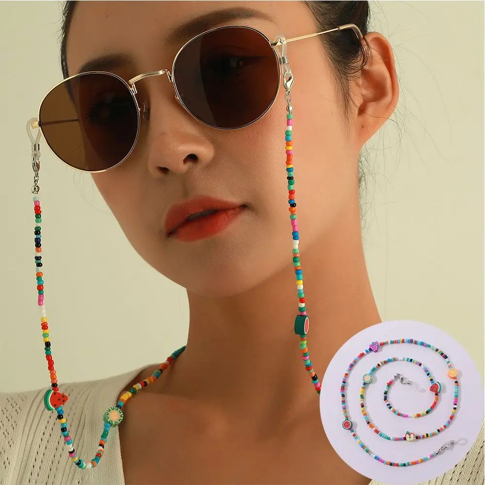 Шнур для очков женский нескользящий, украшение в богемном стиле с разноцветными фруктовыми бусинами, 1 шт.
Шнур для очков женский нескользящий, украшение в богемном стиле с разноцветными фруктовыми бусинами, 1 шт.