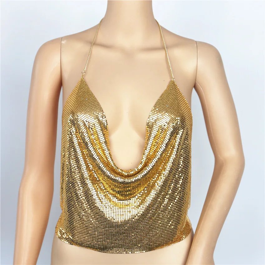 Sexy all-match bottoming tie-wrapped breasted girl prom party halter metal sequins deep V umbilical vest
Sexy all-match bottoming tie-wrapped breasted girl prom party halter metal sequins deep V umbilical vest