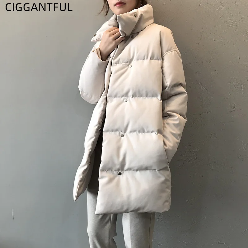 Women Cotton Padded Bubble Jacket Winter 2021 Mid Length loose Bread Clothes Korean Thick Warm Puffer Coat Fashion Long Outwear 
Women Cotton Padded Bubble Jacket Winter 2021 Mid Length loose Bread Clothes Korean Thick Warm Puffer Coat Fashion Long Outwear