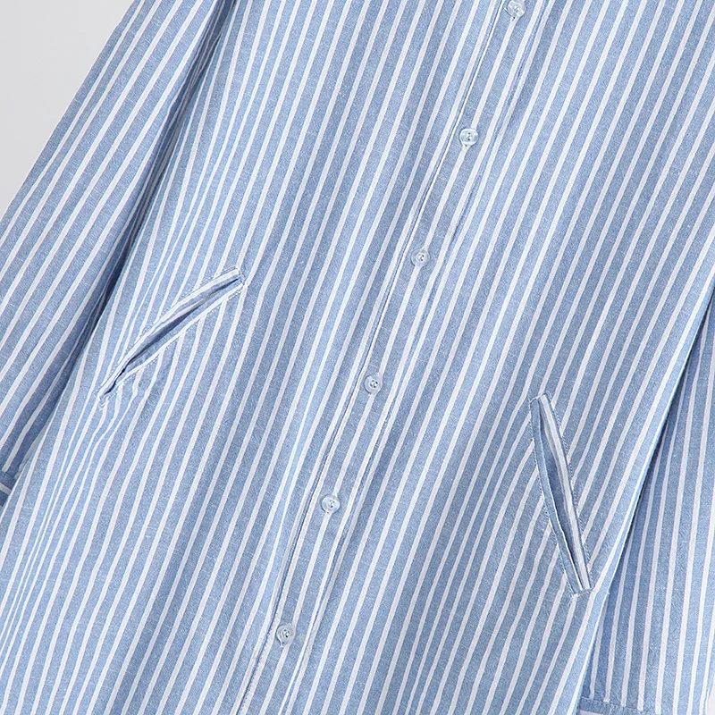 Cotton Linen Striped Shirt Women Fashion Pocket Lapel Long sleeve Shirt Casual Womens Tops and Blouses Spring Loose Long Shirts
Cotton Linen Striped Shirt Women Fashion Pocket Lapel Long sleeve Shirt Casual Womens Tops and Blouses Spring Loose Long Shirts