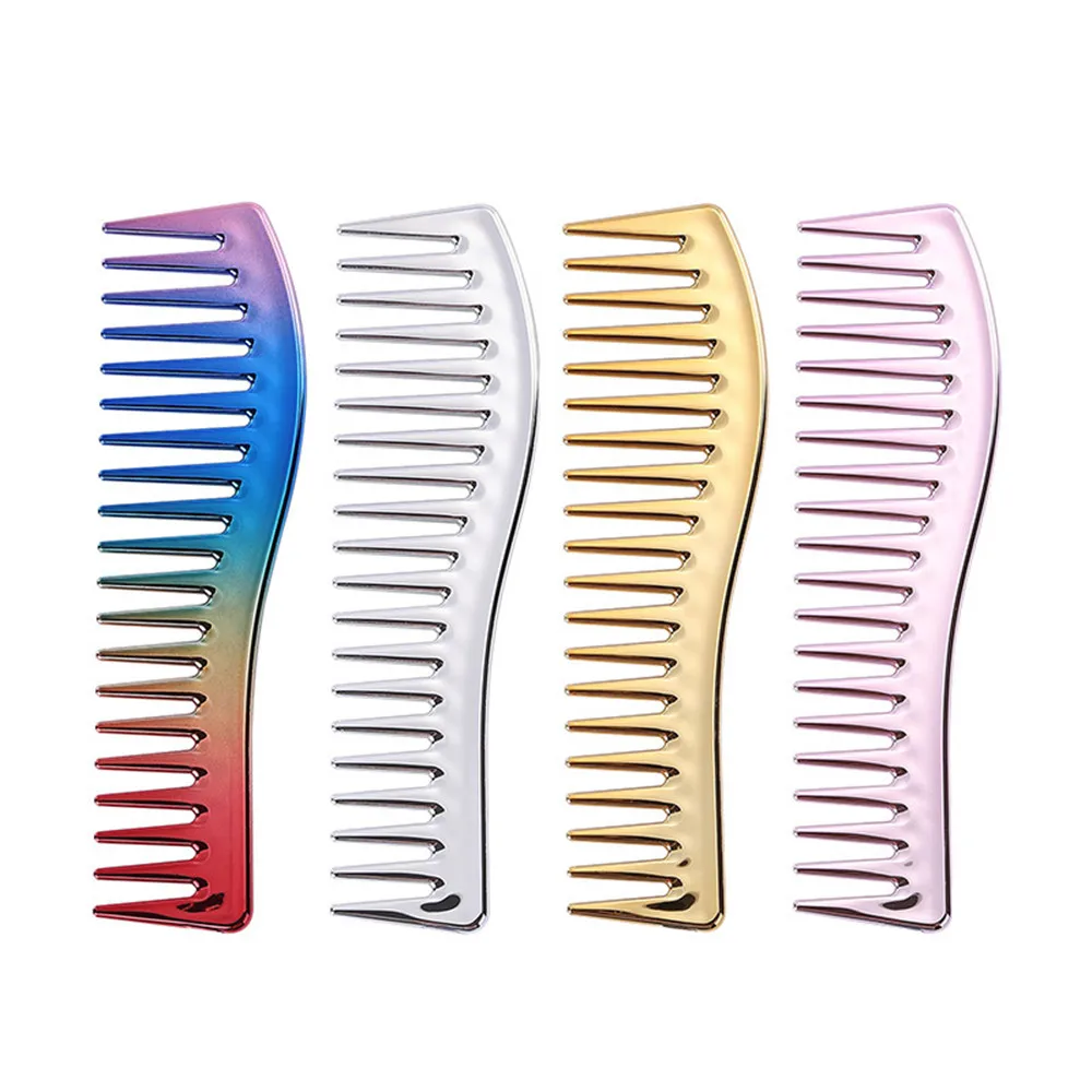

Plating Electroplating Hairdressing Comb Scalp Massage Hair Brush Large Wide Tooth Comb Haircut Tool Salon Barber Combs
