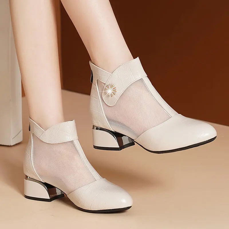 Women Soft Mesh Boots 2021,Summer Block Mid Heels Shoes,Ankle Botas,Fashion Pointed Toe,Hollow out,BLACK,BEIGE,Dropshipping
Women Soft Mesh Boots 2021,Summer Block Mid Heels Shoes,Ankle Botas,Fashion Pointed Toe,Hollow out,BLACK,BEIGE,Dropshipping