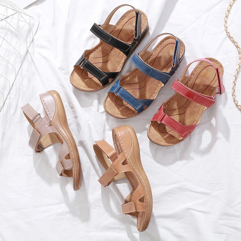 Women's Orthopedic Open Toe Pu Leather Sandals Premium Comfy Hook And Loop Closure For Summer Hiking Beach Sapatos Femininos 
Women's Orthopedic Open Toe Pu Leather Sandals Premium Comfy Hook And Loop Closure For Summer Hiking Beach Sapatos Femininos