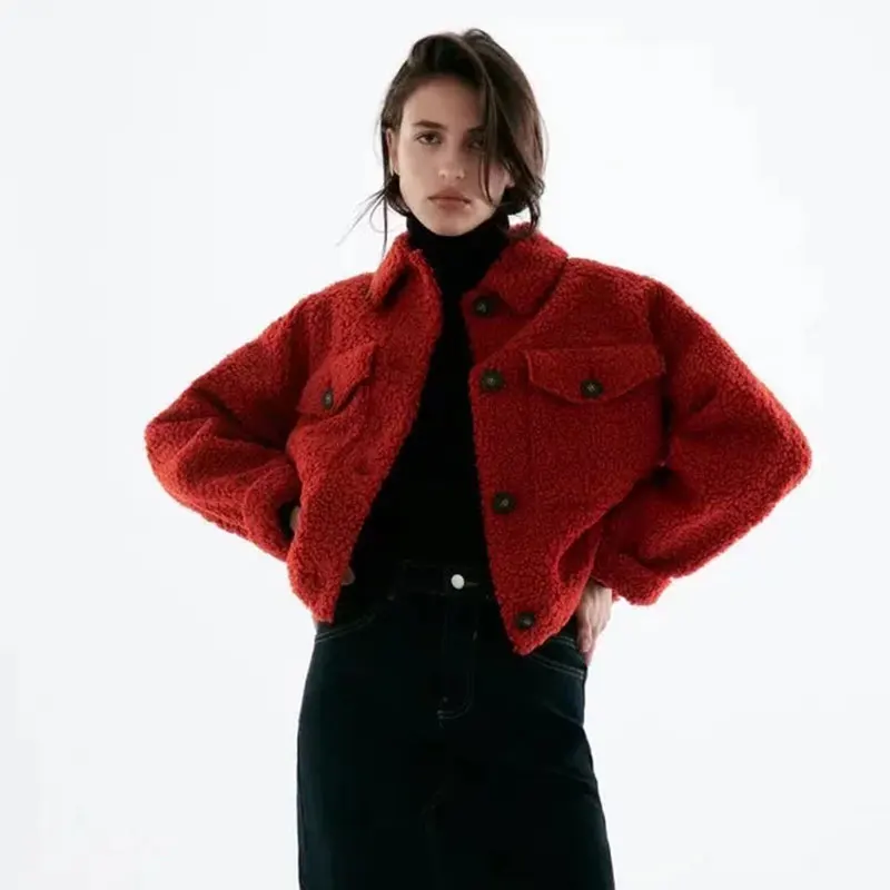 

Модная женская осенне-зимняя меховая куртка Nlzgmsj Za 2021, женская верхняя одежда из меха ягненка, женские свободные однотонные пальто 202110