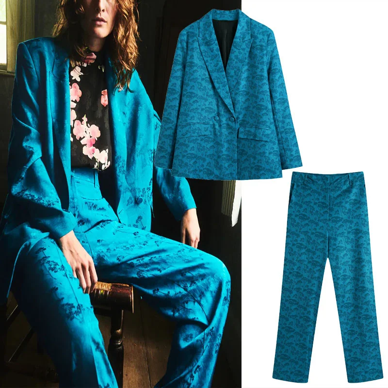 Za 2021 Double Breasted Jacquard Woman Blazer Blue Lapel Long Sleeves Button Jacket Autumn Chic High Waist Wide Leg Female Pants
Za 2021 Double Breasted Jacquard Woman Blazer Blue Lapel Long Sleeves Button Jacket Autumn Chic High Waist Wide Leg Female Pants