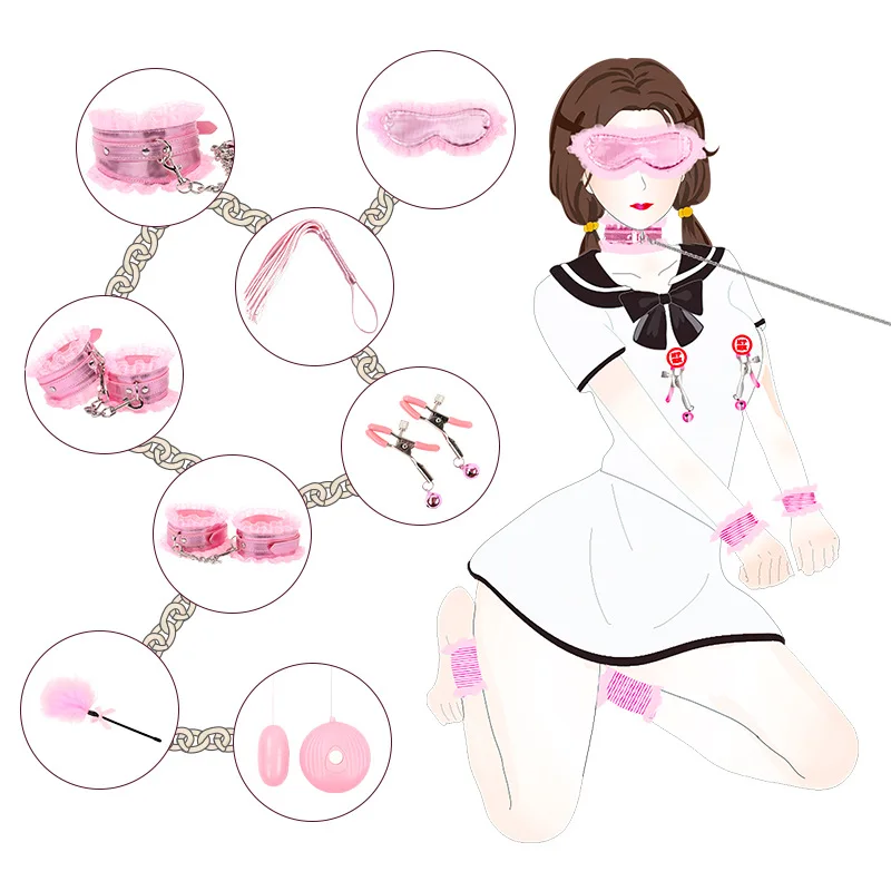

Сексуальная игра изделия для БДСМ розовые наручники для секса комплект БДСМ набор бандаж наручники для сосков для Для женщин эротические а...