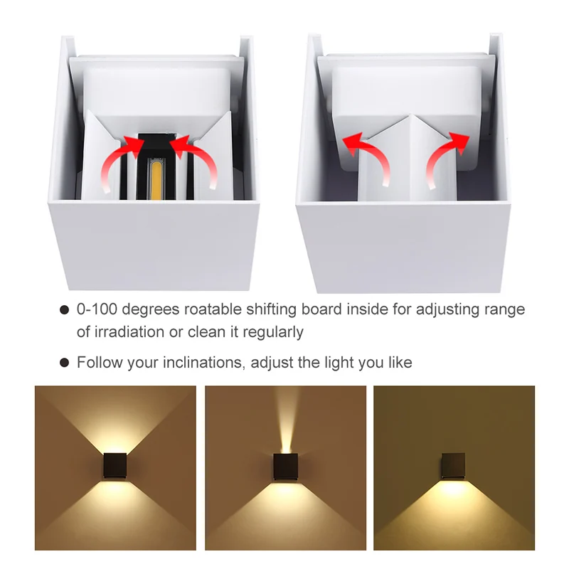 IP65 LED 6W 10W 12W Outdoor Waterproof Wall Lamp Adjustable Garden Light AC85-265 Indoor Corridor Stairs Bedroom Wall Light
IP65 LED 6W 10W 12W Outdoor Waterproof Wall Lamp Adjustable Garden Light AC85-265 Indoor Corridor Stairs Bedroom Wall Light