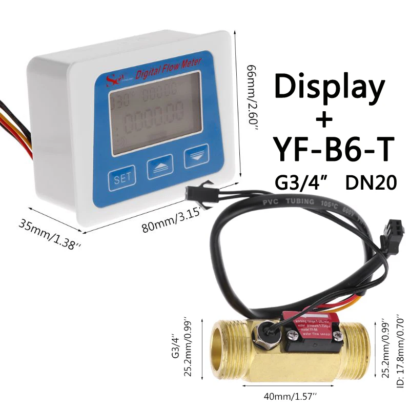 

Battery Type Display And G3/4" Water Flow Sensor Meter Sea Zhong Jiang Digital Flowmeter And Flow Sensor YF-B6-T