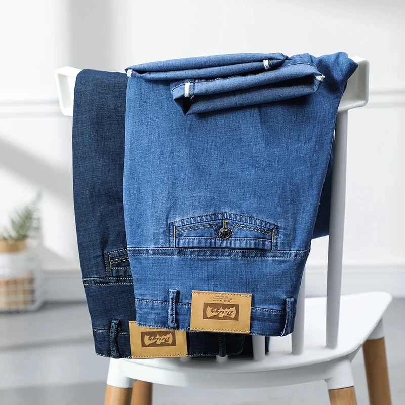 Summer Thin Men's Straight Jeans Plus Size 40 42 Pure Color Classic version Business Casual Stretch Denim Pants Trousers Male
Summer Thin Men's Straight Jeans Plus Size 40 42 Pure Color Classic version Business Casual Stretch Denim Pants Trousers Male