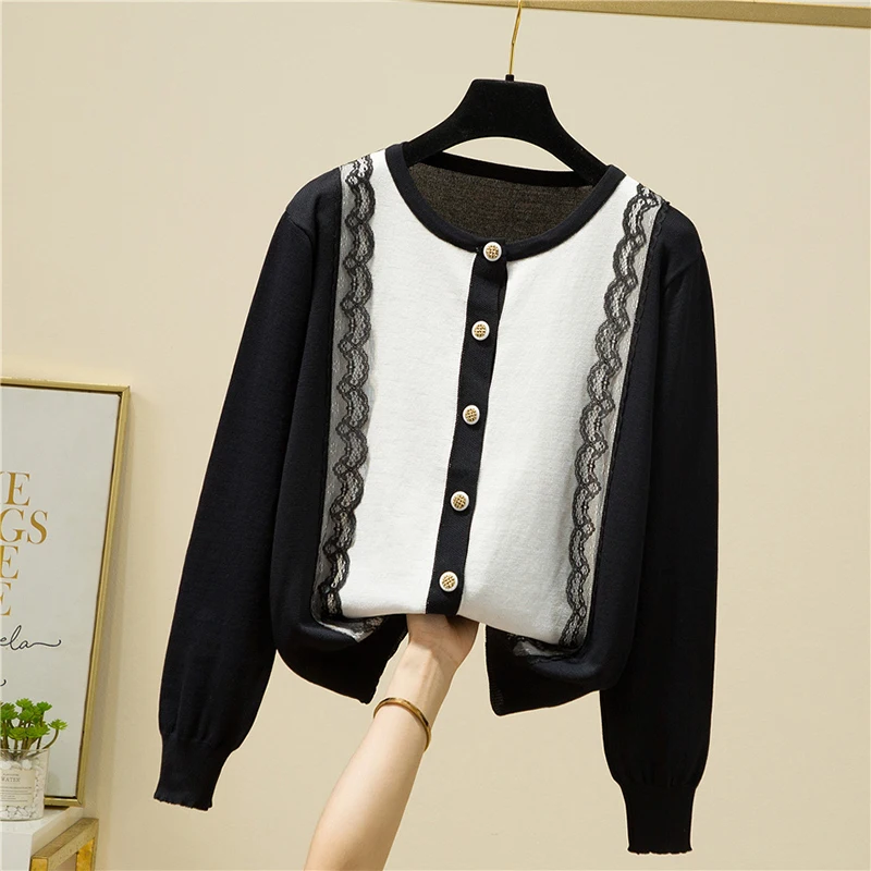 Черный вязаный кардиган, женский свитер 2022, кружевной лоскутный однобортный Свободный Топ с длинным рукавом, женская одежда на осень и зиму
Черный вязаный кардиган, женский свитер 2022, кружевной лоскутный однобортный Свободный Топ с длинным рукавом, женская одежда на осень и зиму