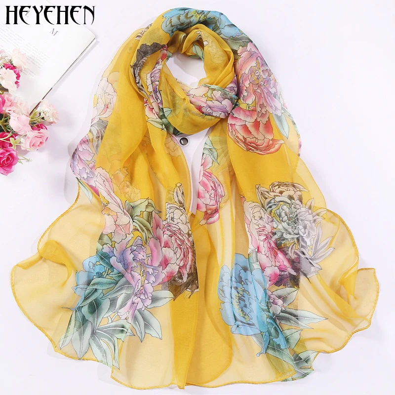 Новый Модный женский шифоновый шарф из жоржета с принтом лилии розы длинная шаль