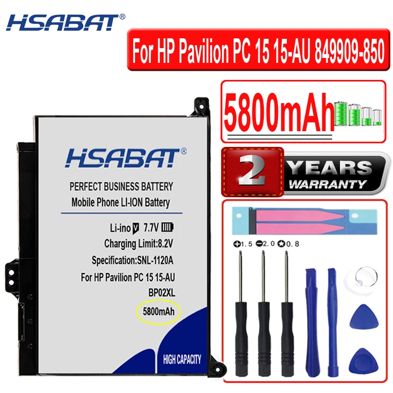 Аккумулятор для ноутбука HSABAT, 5800 мач, BP02XL, для HP Pavilion PC 15 15-AU 849909-850 (F9-21-421, BP02041XL
Аккумулятор для ноутбука HSABAT, 5800 мач, BP02XL, для HP Pavilion PC 15 15-AU 849909-850 (F9-21-421, BP02041XL
