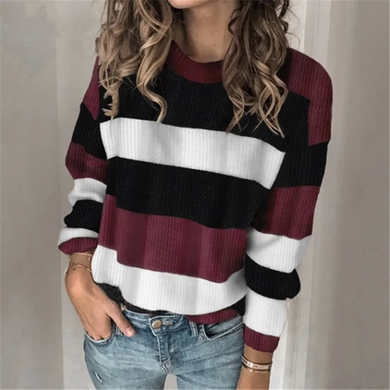 Casual Loose Autumn Striped Sweater Women Pullover Plus Size Womens Sweaters High Quality Oversized Color Block Sweater Jumper
Casual Loose Autumn Striped Sweater Women Pullover Plus Size Womens Sweaters High Quality Oversized Color Block Sweater Jumper