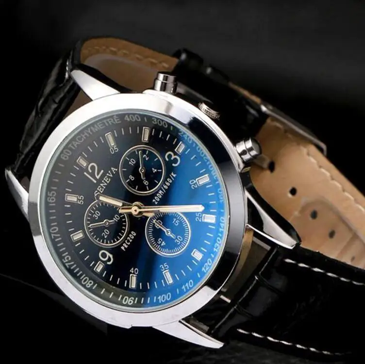 Модные часы GENEVA мужские спортивные кожаный браслет для часов кварцевые hodinky man
