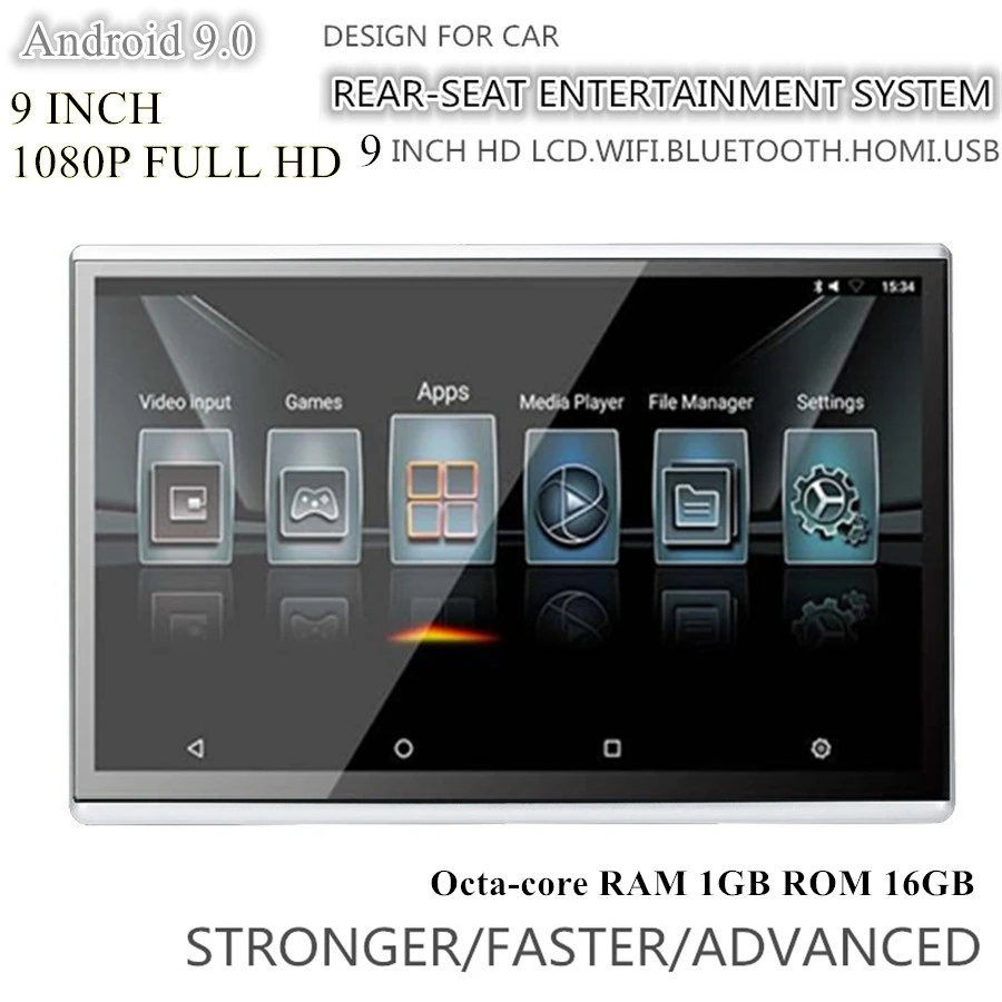 1 шт. 9 дюймов HD 1080P Android 9.0 ОЗУ Гб ПЗУ 16 Восьмиядерный 5 ГГц WIFI 3G/4G Аудио FM подголовник