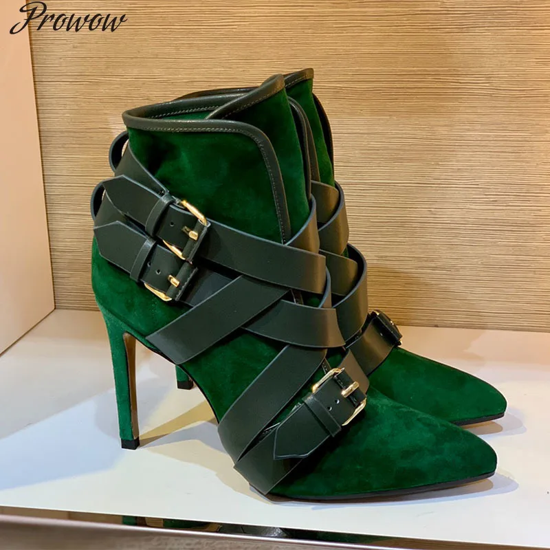 Prowow Women's Boots Pointed Toe Cross Belt Buckle Short Boots Leather Luxury Brand Stiletto High Heel 10.5CM Ankle Boots 35-41
Prowow Women's Boots Pointed Toe Cross Belt Buckle Short Boots Leather Luxury Brand Stiletto High Heel 10.5CM Ankle Boots 35-41