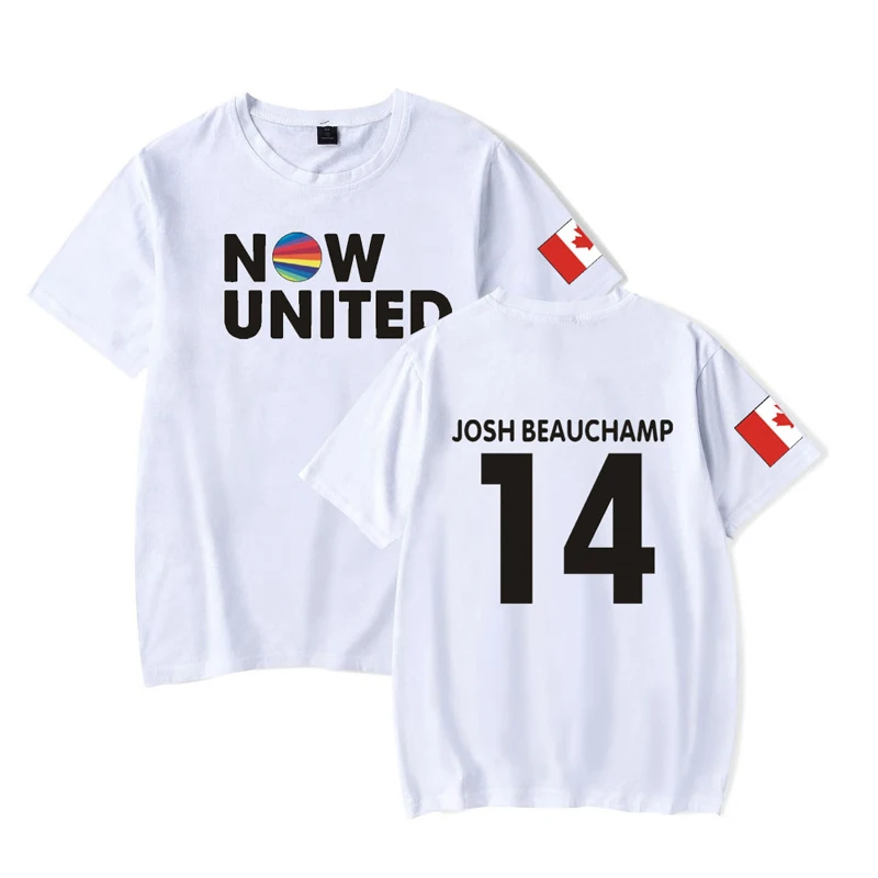 

2021 Now United Canada Josh Beauchamp 14 White T Shirt Women Men Regular 3D Pint Short Sleeve Tees Funny Kpop Tops Boy Girl