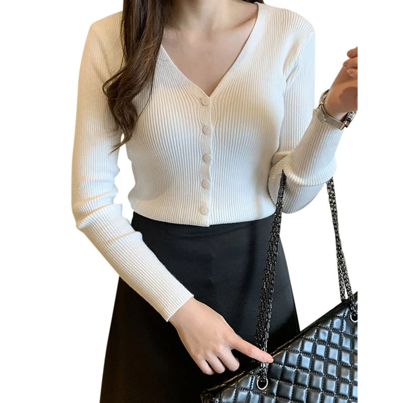 Women Autumn Knitted Sweater Cardigan Korean Style V Neck Long Sleeve Coat Female Wild Ladies Clothing
Women Autumn Knitted Sweater Cardigan Korean Style V Neck Long Sleeve Coat Female Wild Ladies Clothing