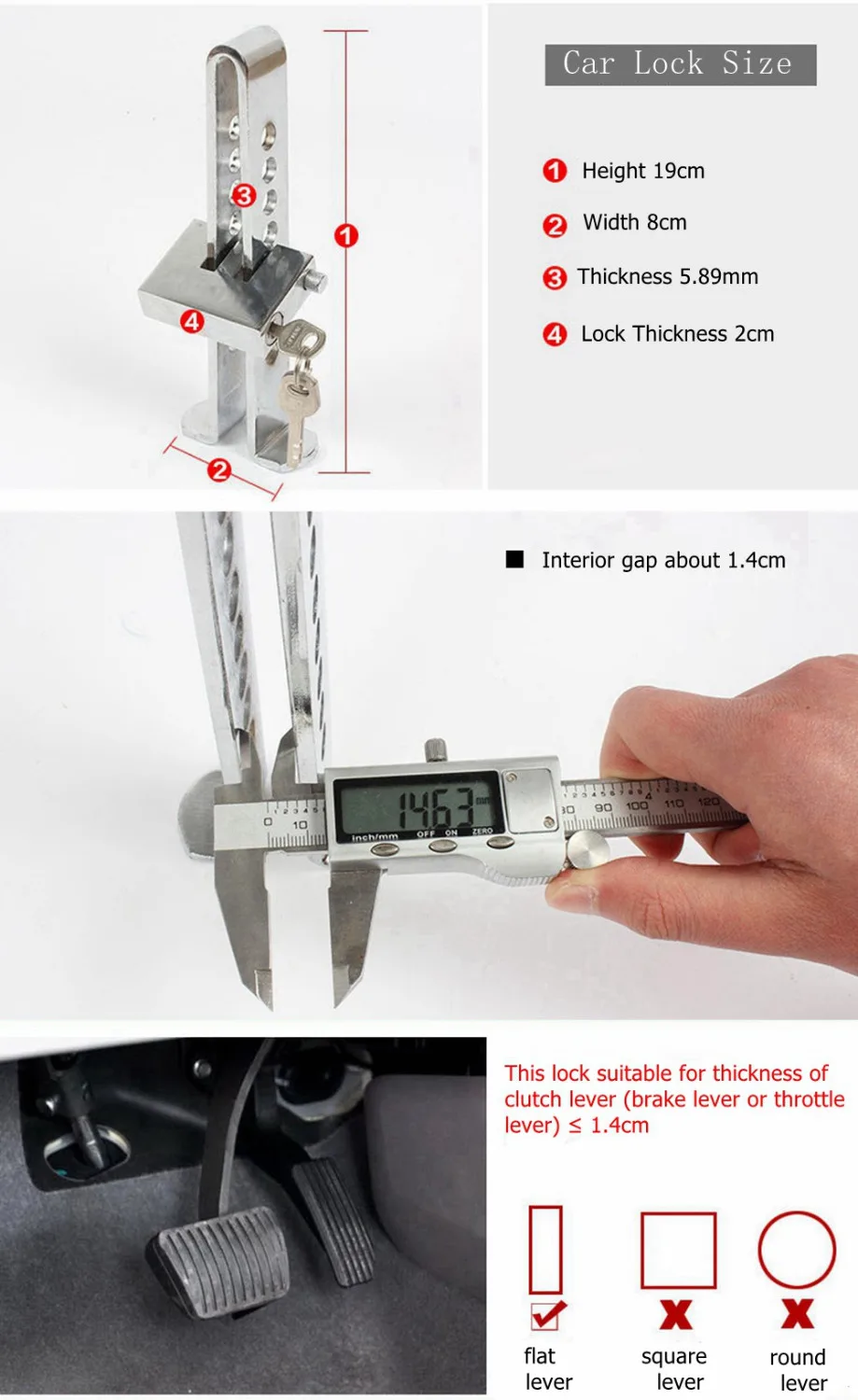 Quality Alloy Steel Car Security Lock Automobile Hidden Anti Theft Brake Throttle Clutch Pedal Lock Auto Anti-theft Accessories
Quality Alloy Steel Car Security Lock Automobile Hidden Anti Theft Brake Throttle Clutch Pedal Lock Auto Anti-theft Accessories