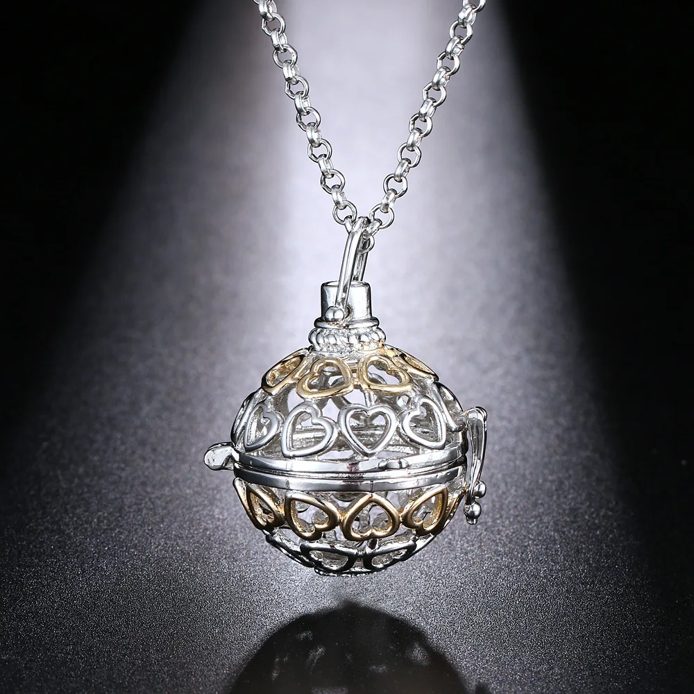 Heart-Shaped Two-Color Vintage Necklace Aromatherapy Cage Essential Oil Diffuser 16MM Music Ball Pendant Fashion Women Jewelry
Heart-Shaped Two-Color Vintage Necklace Aromatherapy Cage Essential Oil Diffuser 16MM Music Ball Pendant Fashion Women Jewelry
