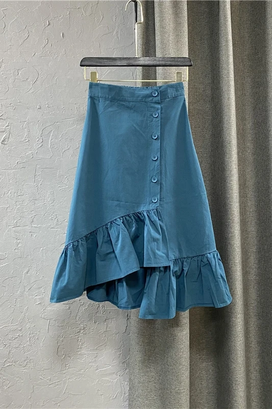 2021 Summer Elastic High Waist Jean Skirt for Women Breasted Ruffled A Line Skirt Female Korean Slimming Mid Length Denim Skirt
2021 Summer Elastic High Waist Jean Skirt for Women Breasted Ruffled A Line Skirt Female Korean Slimming Mid Length Denim Skirt