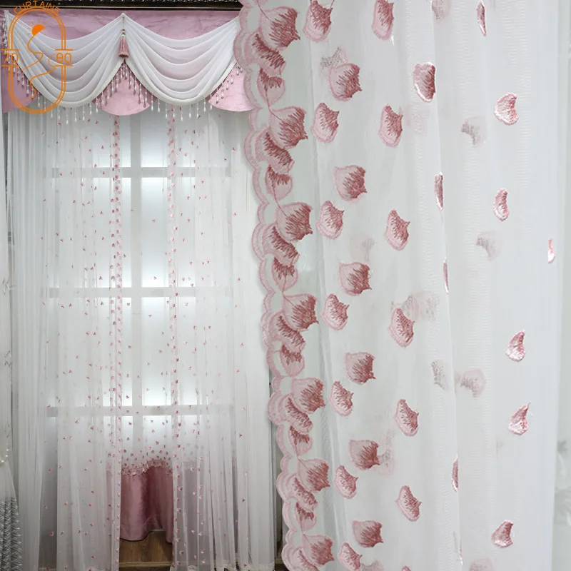 European-style Pink Princess Yarn Girl Room Embroidered Curtains for Living Room Bedroom Window Screen Bay Window French Window
European-style Pink Princess Yarn Girl Room Embroidered Curtains for Living Room Bedroom Window Screen Bay Window French Window