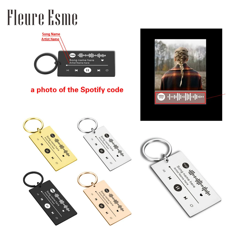 2021 Personalized Music Spotify Code Keychain for Women Men Stainless Steel Keyring Custom Laser Engrave Spotify Code Jewelry
2021 Personalized Music Spotify Code Keychain for Women Men Stainless Steel Keyring Custom Laser Engrave Spotify Code Jewelry