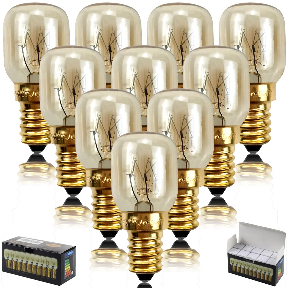 10-Pack SES E14 220V Oven Light Bulb High Temperature Steamer Pygmy Light Bulb 300 Degrees 15W/25W E14 For Oven Light Salt Lamp
10-Pack SES E14 220V Oven Light Bulb High Temperature Steamer Pygmy Light Bulb 300 Degrees 15W/25W E14 For Oven Light Salt Lamp