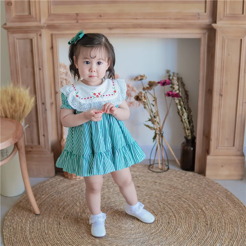 2PCS Summer Vintage Princess short Sleeve Cute Cotton Print A-line Dress For Bady Girls Casual Sailor Collar Striped Dress 0-6Y
2PCS Summer Vintage Princess short Sleeve Cute Cotton Print A-line Dress For Bady Girls Casual Sailor Collar Striped Dress 0-6Y